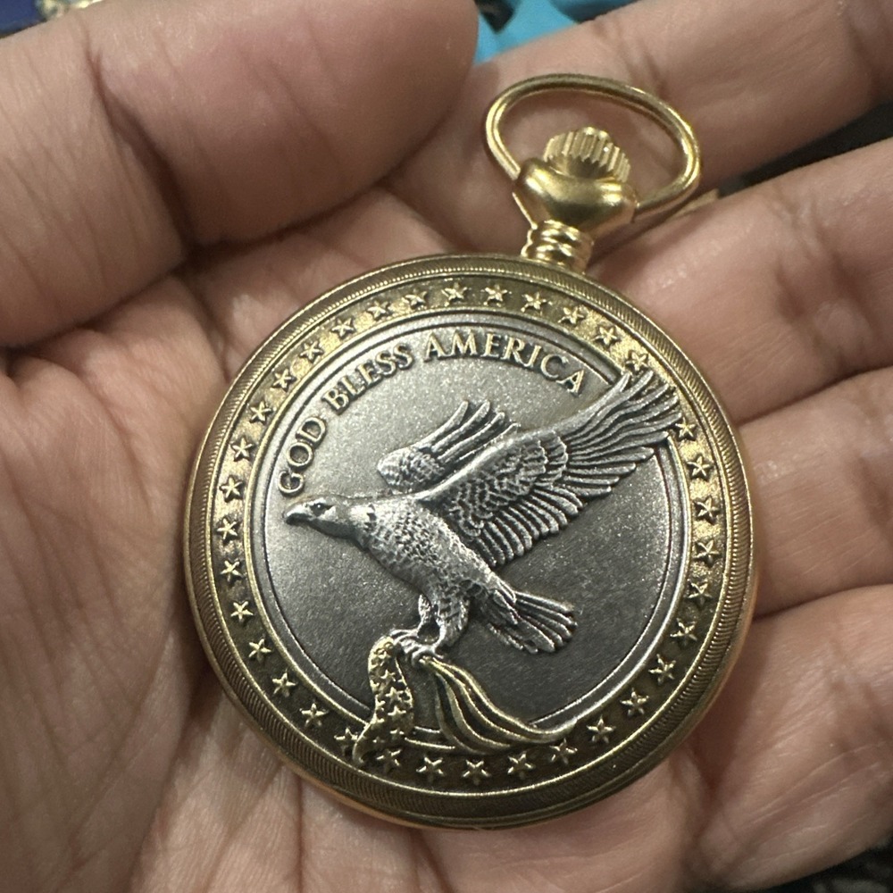 Works VTG Swiss MAJESTI Swiss Engravable 3D 48mm Embossed Eagle Pocket Watch